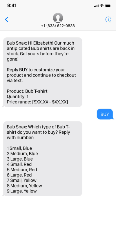 New Text-to-Buy experience for customers